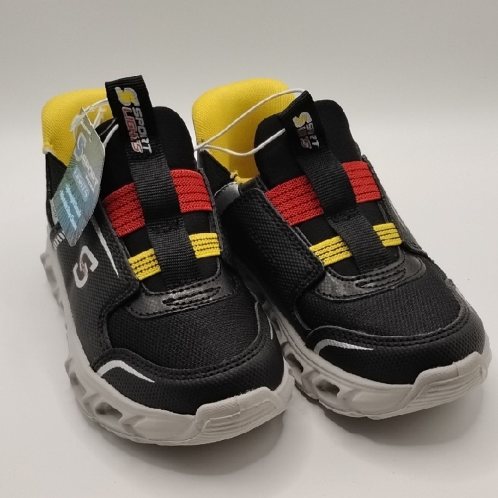Skechers Sport Lights Kids Sneakers Black, Red, and Yellow